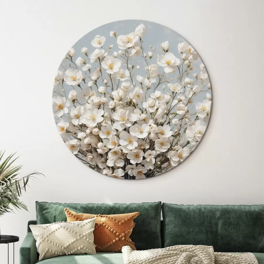  Schilderijen Witte bloemen in transparante vaas r42547