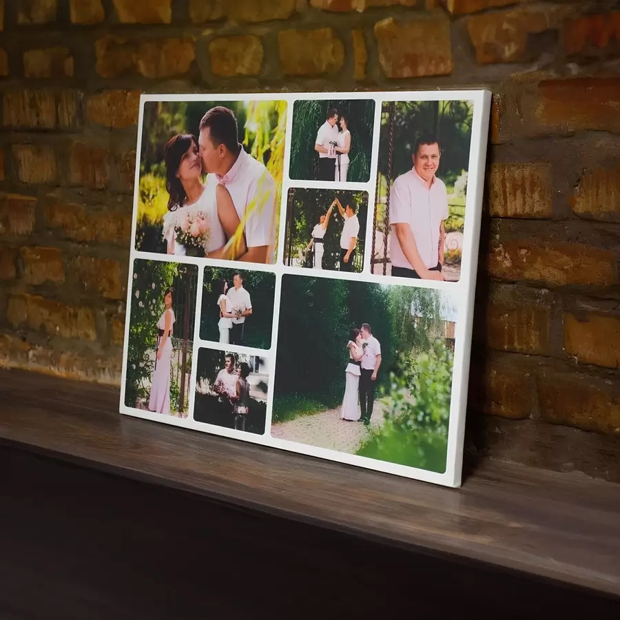  Schilderijen Fotocollage van een verliefd stel op canvas s42675