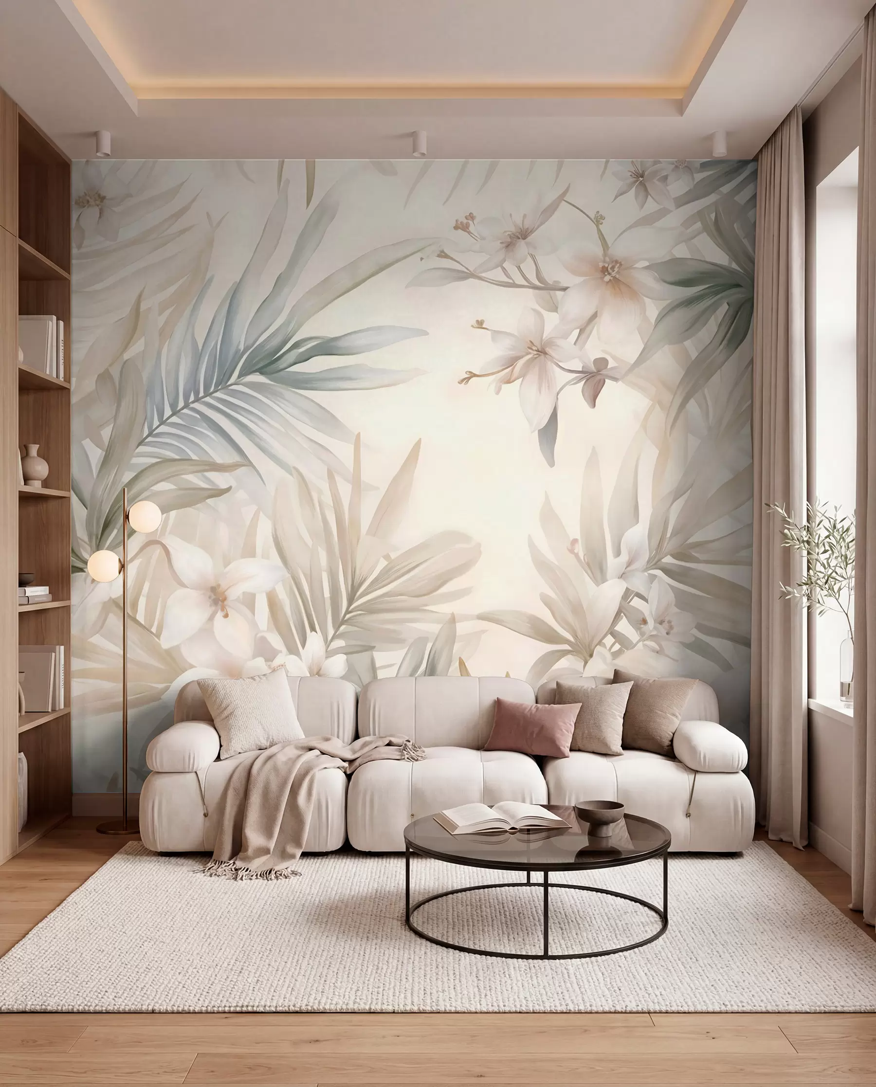 Fotobehang Tropenbladeren in pastel w08660