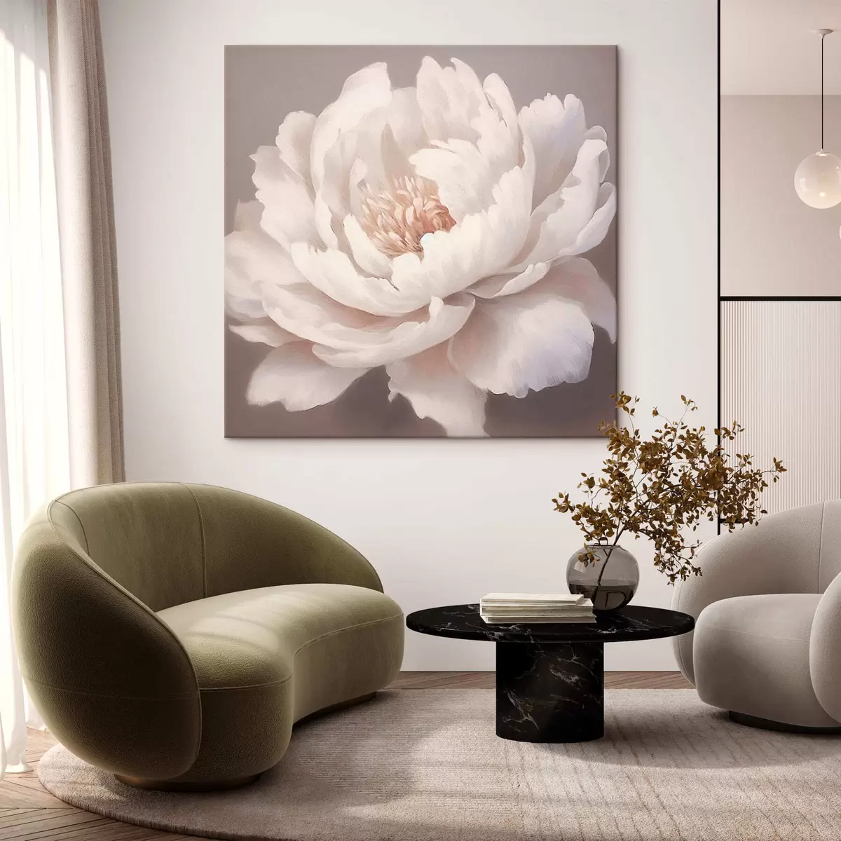  Peintures Grande pivoine blanche s42637