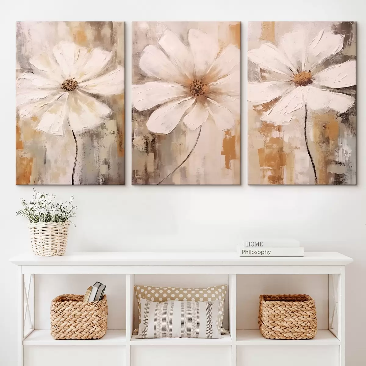  Peintures Tendance fleurs blanches m00409