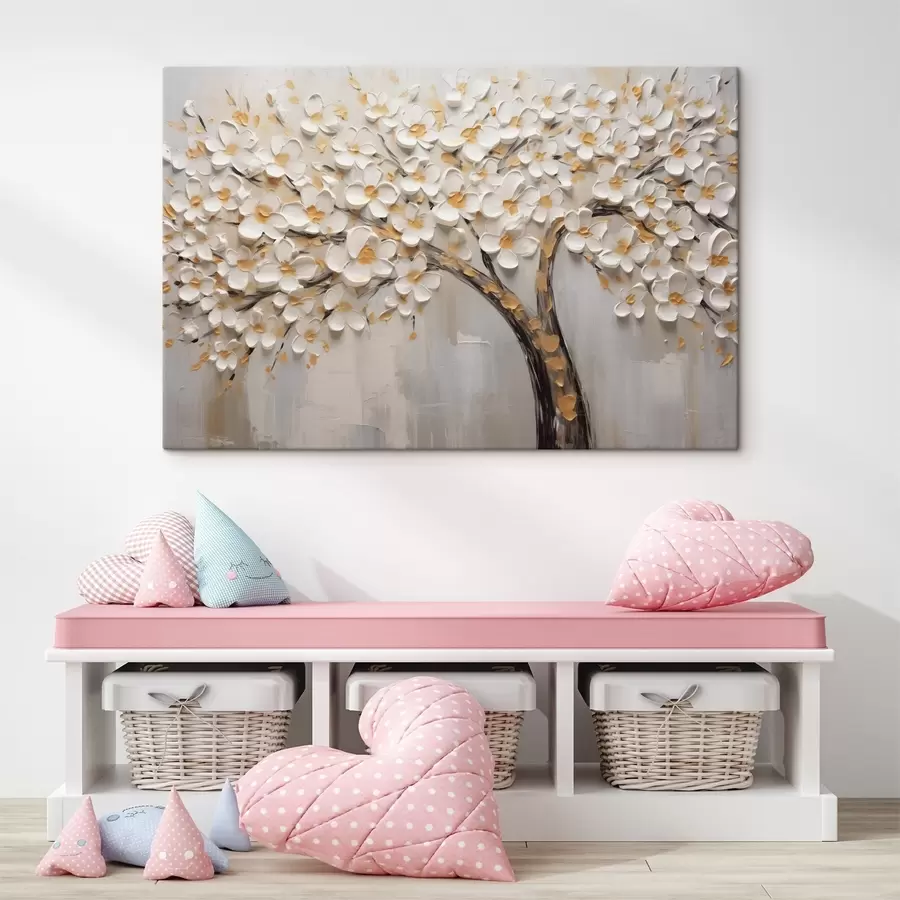  Schilderijen Volumetrisch beeld van een bloeiende boom s42658