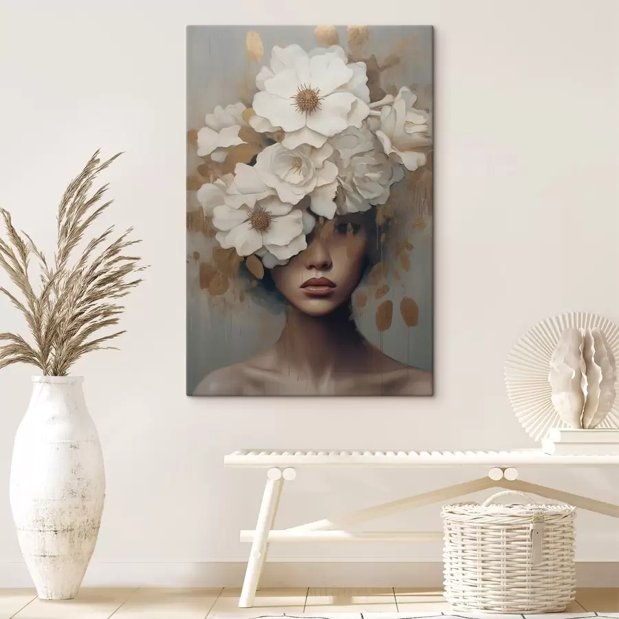  Schilderijen Portret met witte bloemen s42664