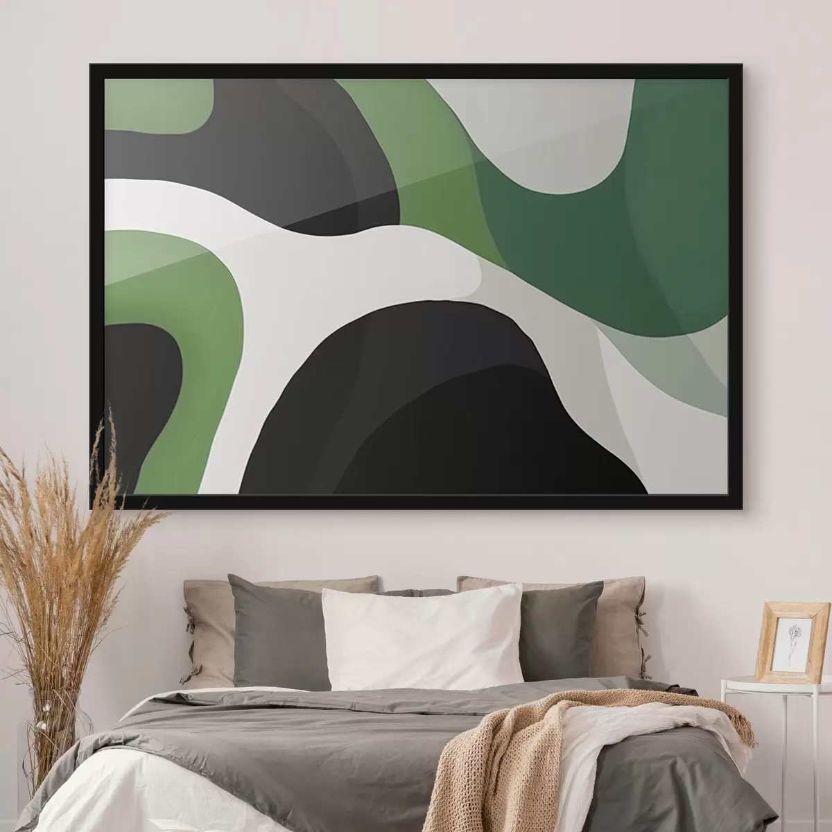 Affiche Motif géométrique abstrait dans les tons verts et noirs f42651