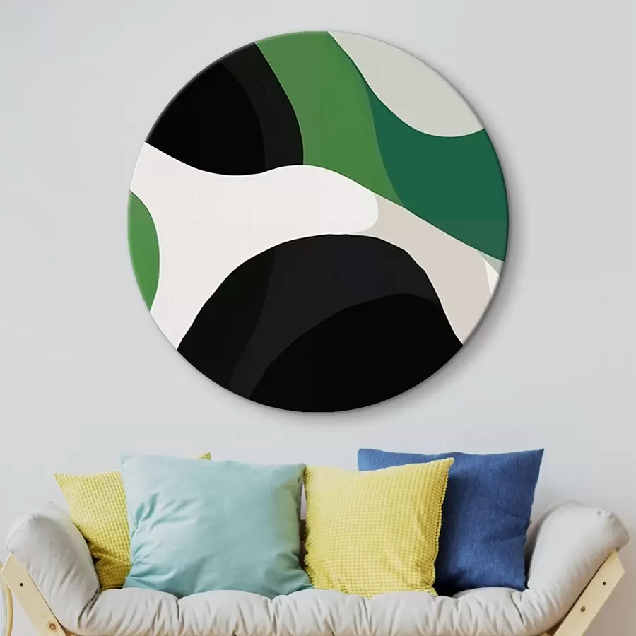  Schilderijen Abstract geometrisch patroon in groene en zwarte tinten r42651