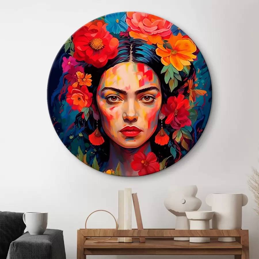  Peintures Portrait de femme avec cadre floral dans un style abstrait lumineux r42653