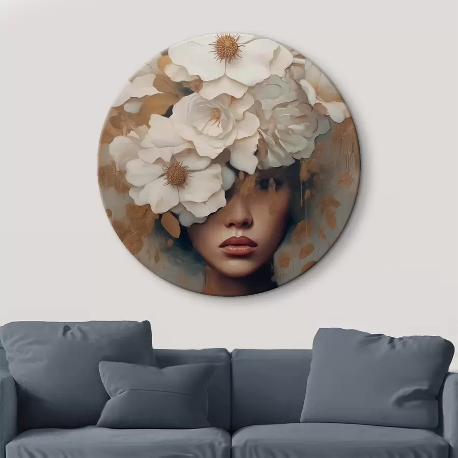  Peintures Portrait avec des fleurs blanches r42664