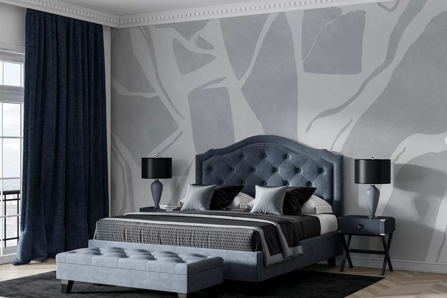 Fotobehang Abstract grunge geometrisch behang in blauwe kleur w02917v1