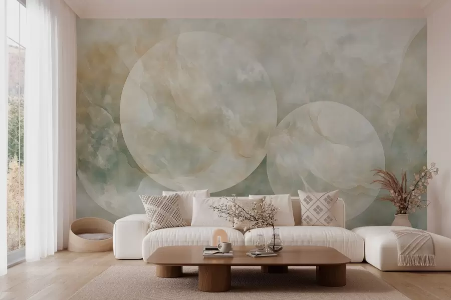 Fotobehang Abstract behang met grote cirkels in de stijl van parelmoer w02907