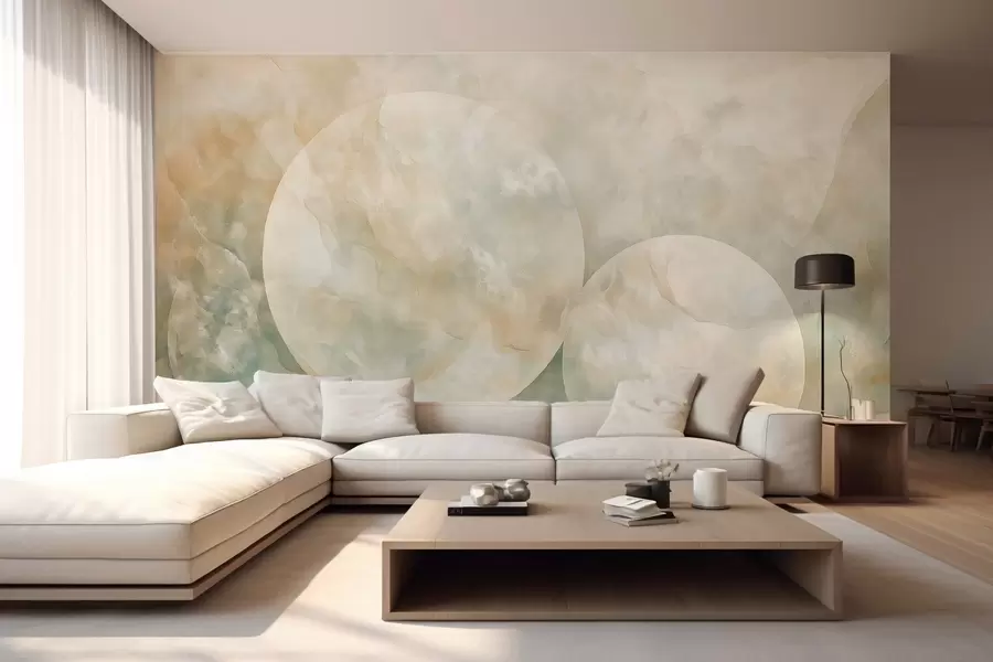 Fotobehang Abstract behang met grote cirkels in de stijl van parelmoer w02907