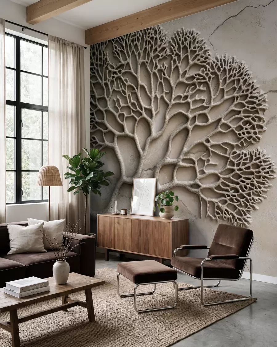 Fotobehang Behang in reliëfstijl met hout en scheuren w02908