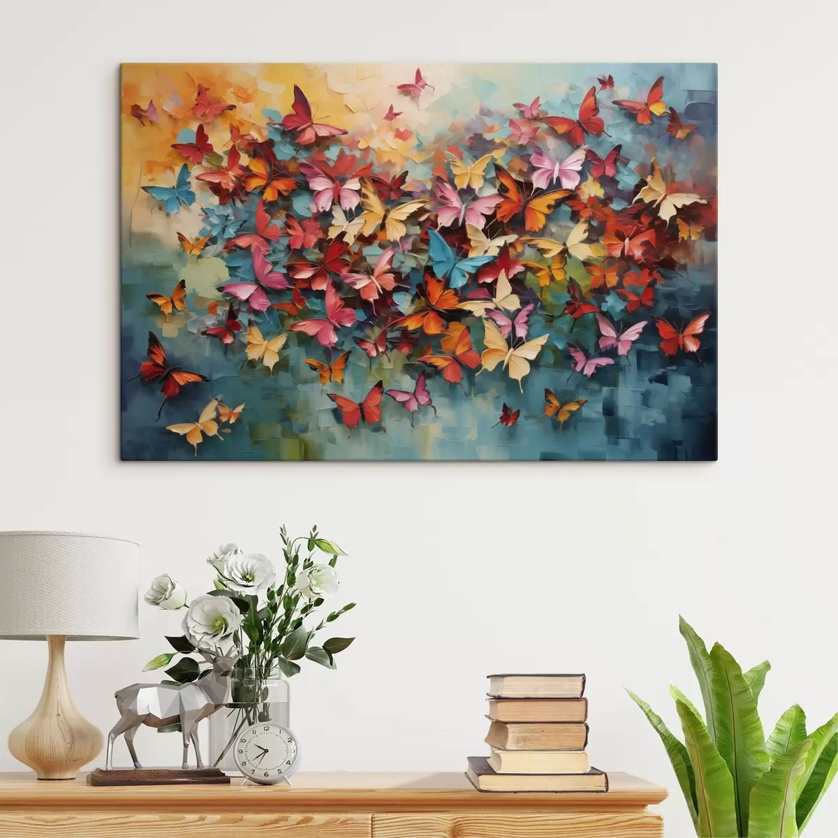  Peintures Un ensemble vibrant de papillons aux couleurs variées imitant la peinture à l'huile s42728