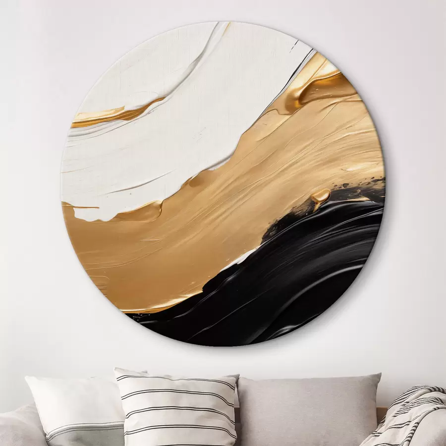  Schilderijen Abstracte compositie met krachtige streken witte, gele en zwarte verf r42717