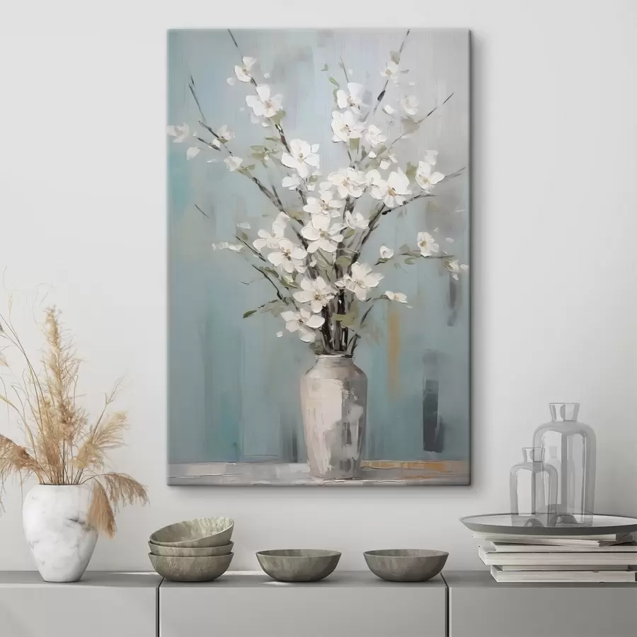  Peintures Branches avec fleurs blanches dans un vase s42746