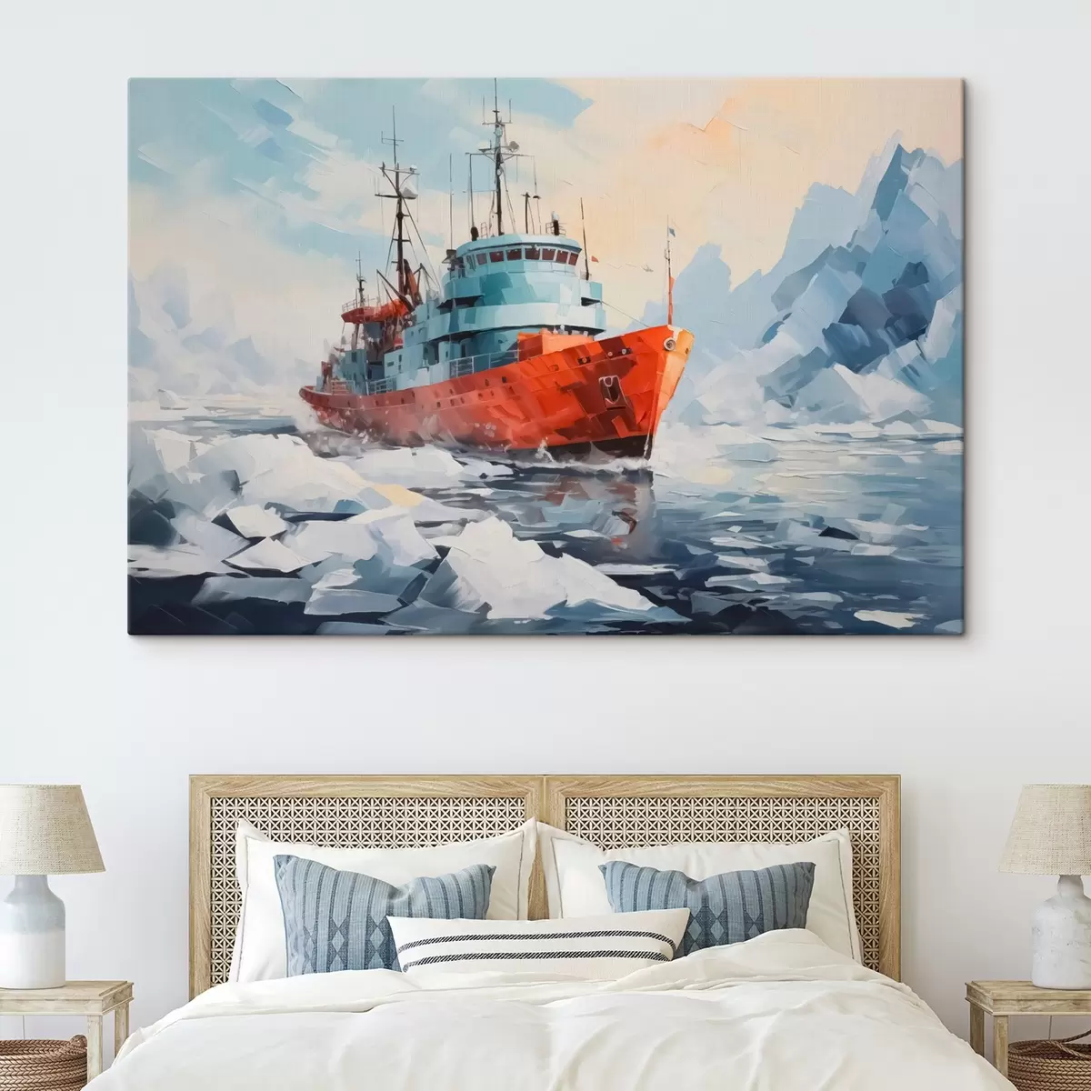  Schilderijen Rood schip tussen het ijs s42750