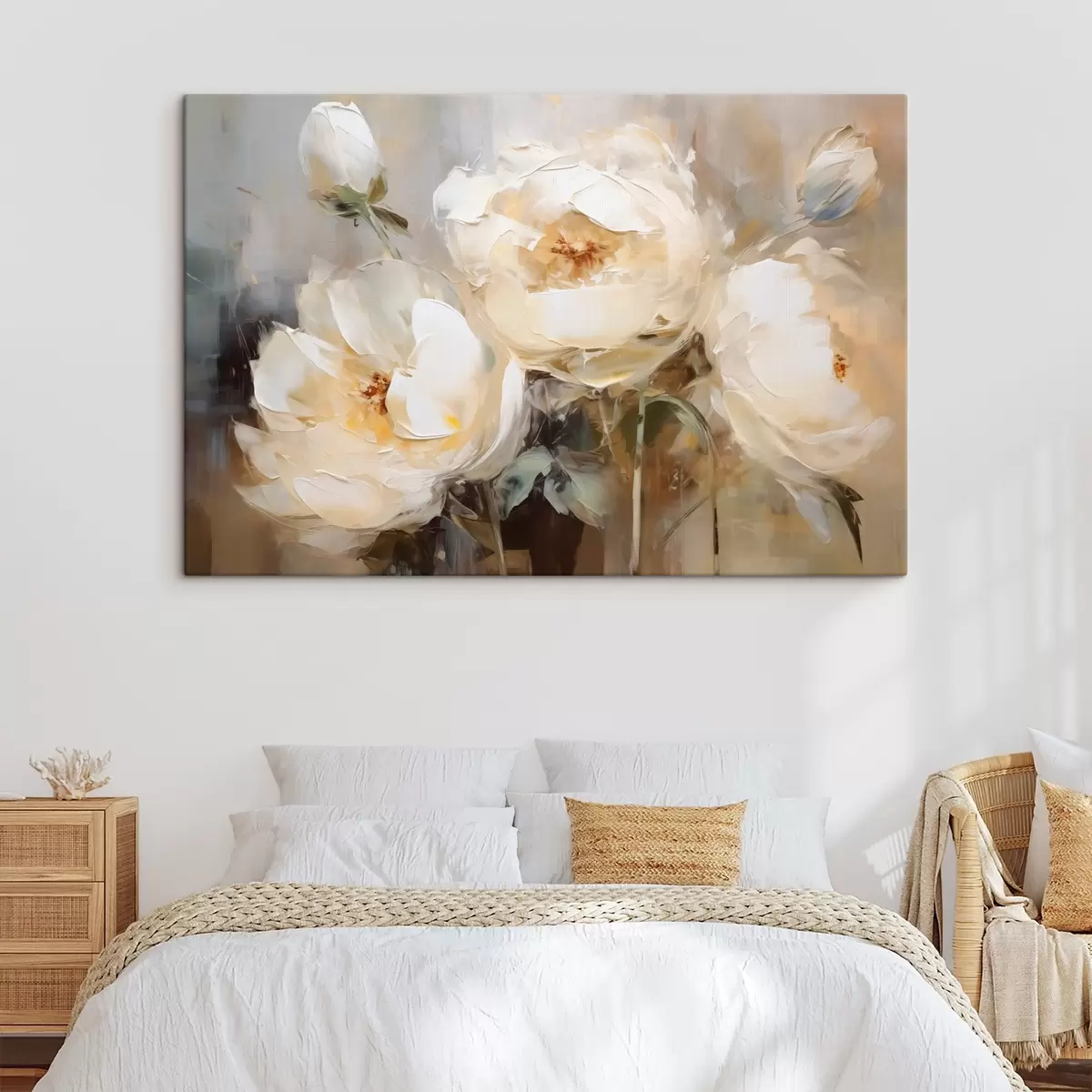  Peintures Peinture imitation pivoines blanches s42752