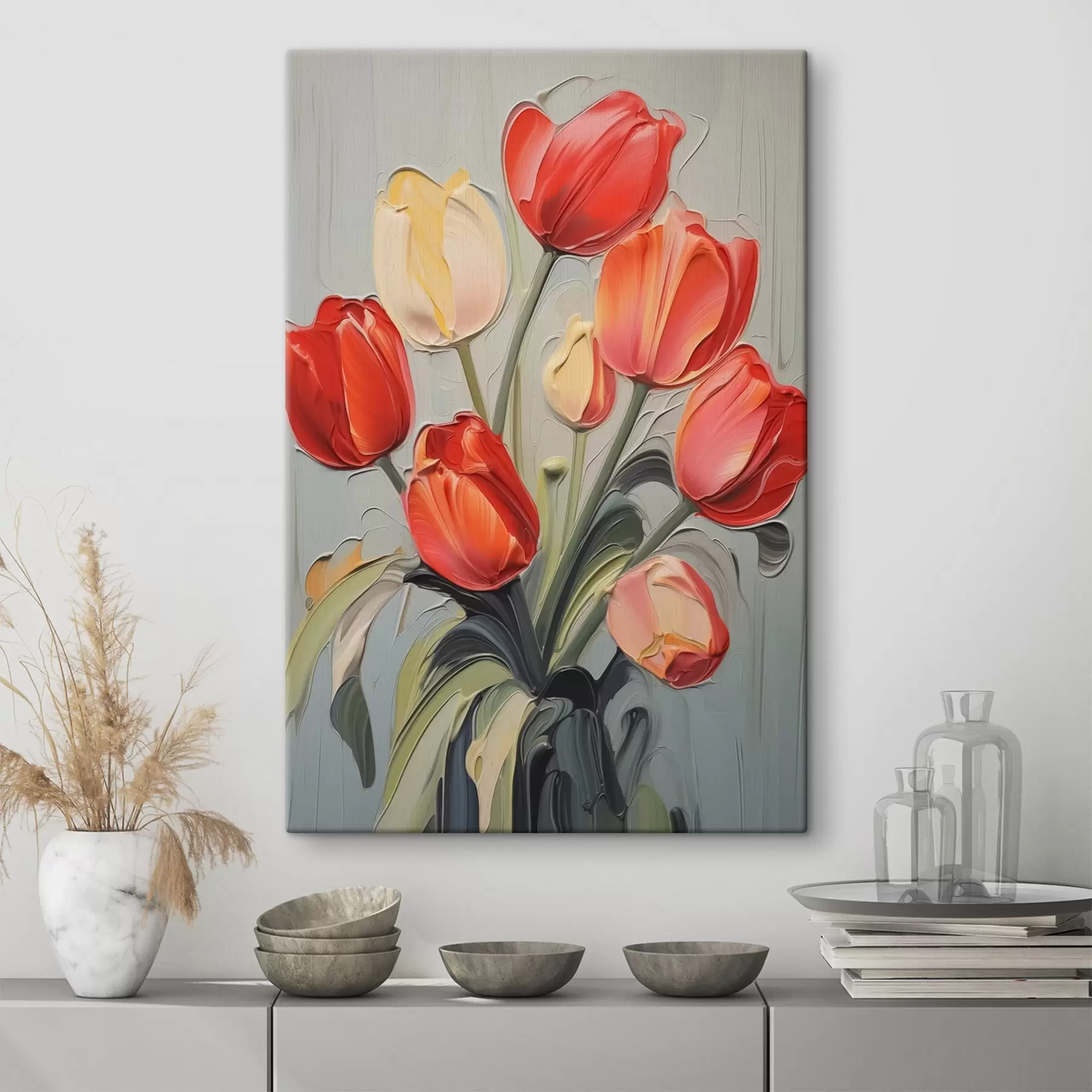 Papier peint photo Tulipes lumineuses imitation peinture s42756