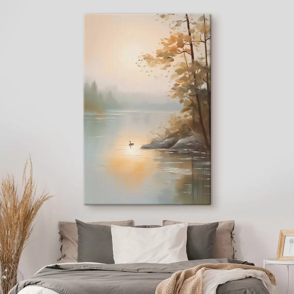  Peintures Arbre au bord de l'étang paysage s42757