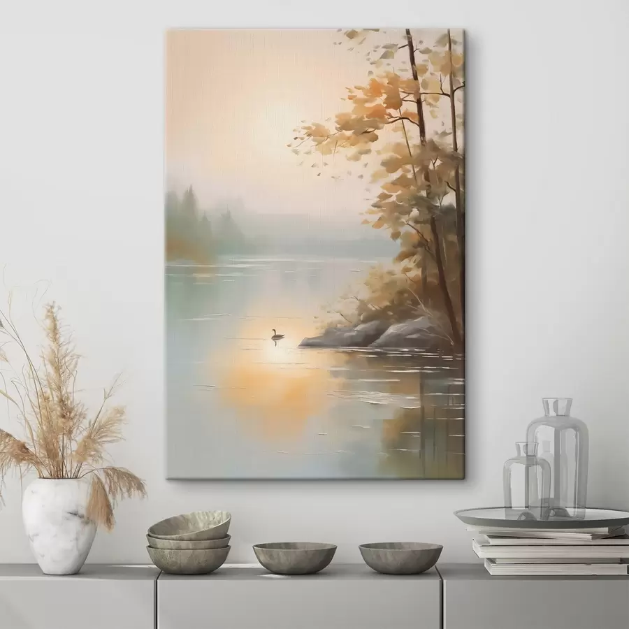  Peintures Arbre au bord de l'étang paysage s42757