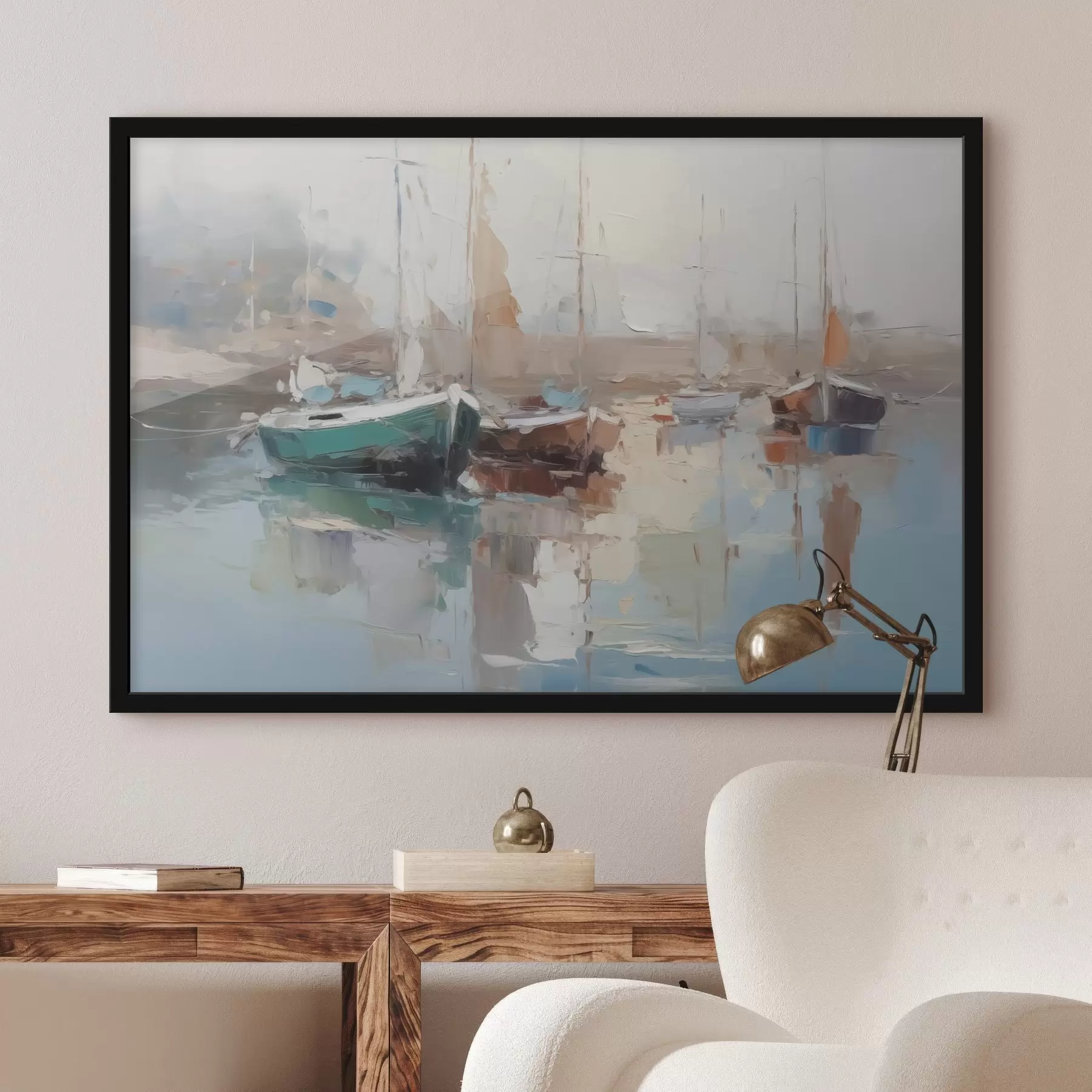 Papier peint photo Bateaux imitation peinture abstraite f42743