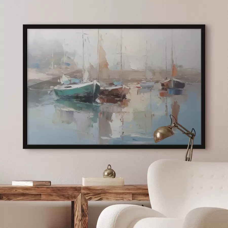 Papier peint photo Bateaux imitation peinture abstraite f42743