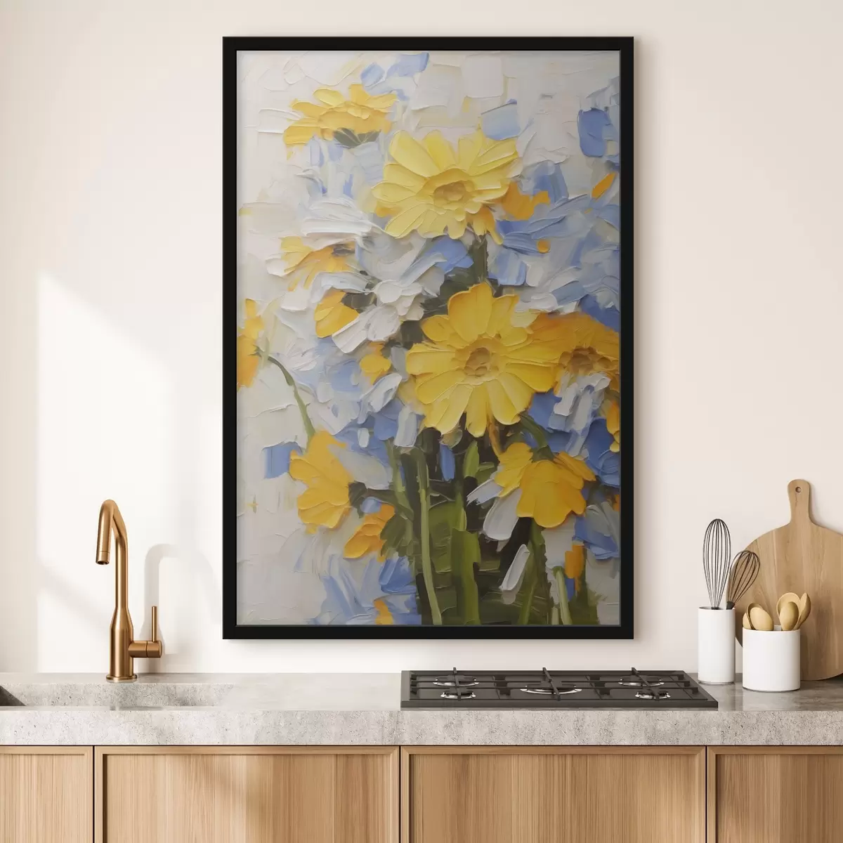 Poster Abstracte bloemen imitatie van schilderstreken f42753