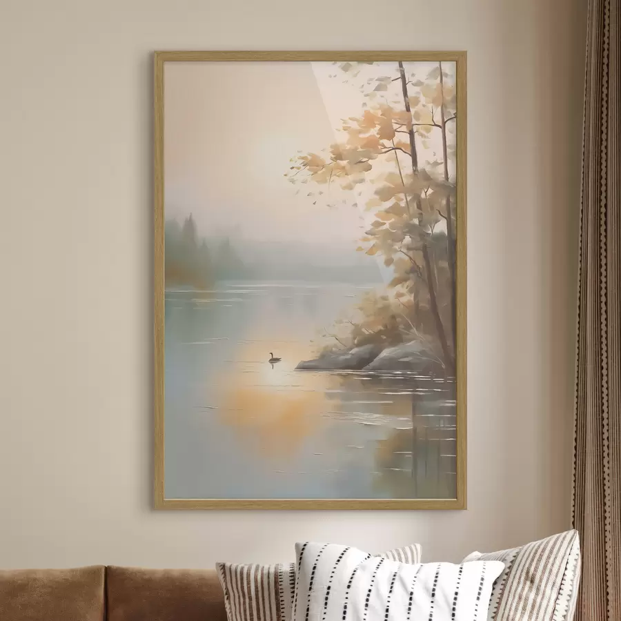 Papier peint photo Arbre au bord de l'étang paysage f42757