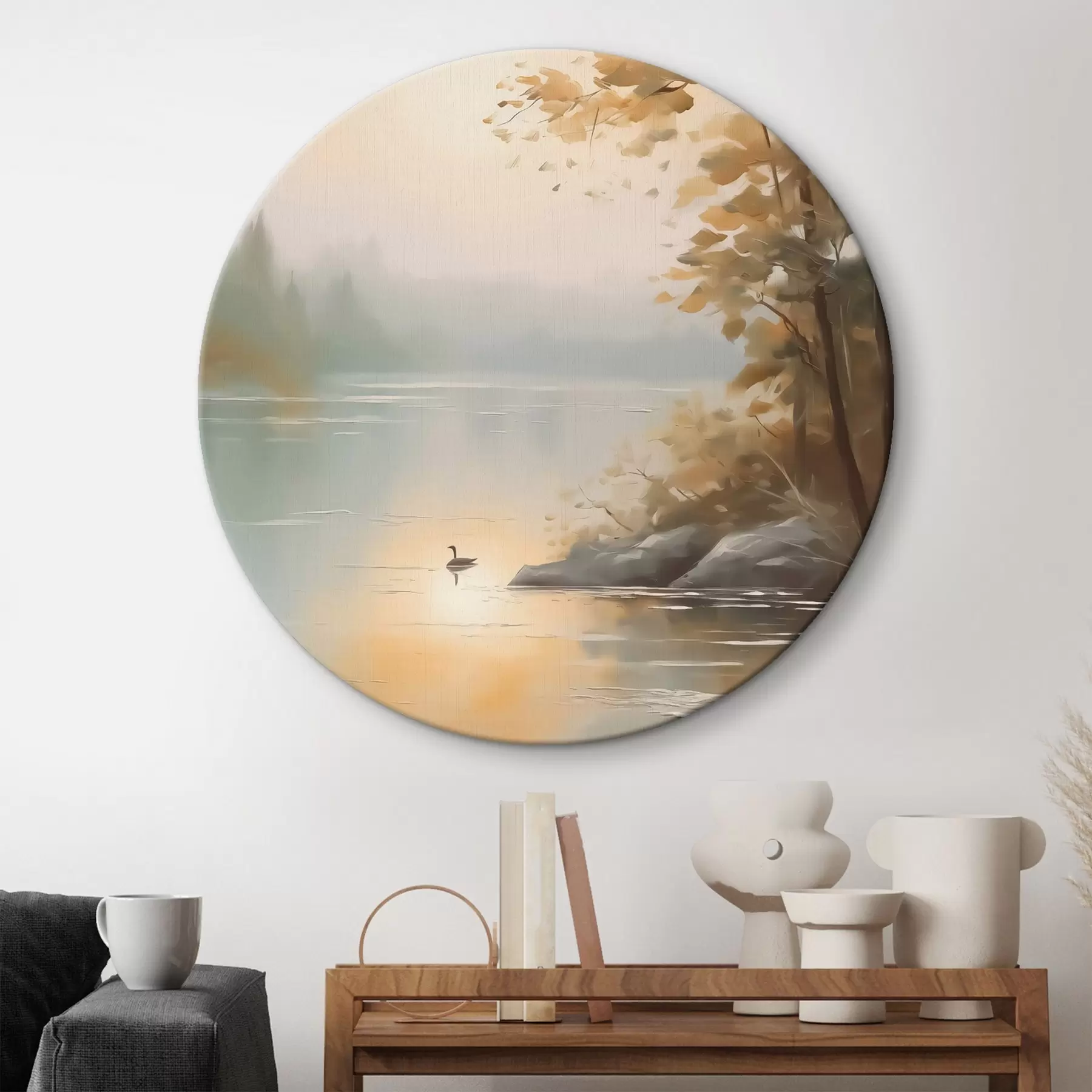  Schilderijen Boom bij het vijverlandschap r42757