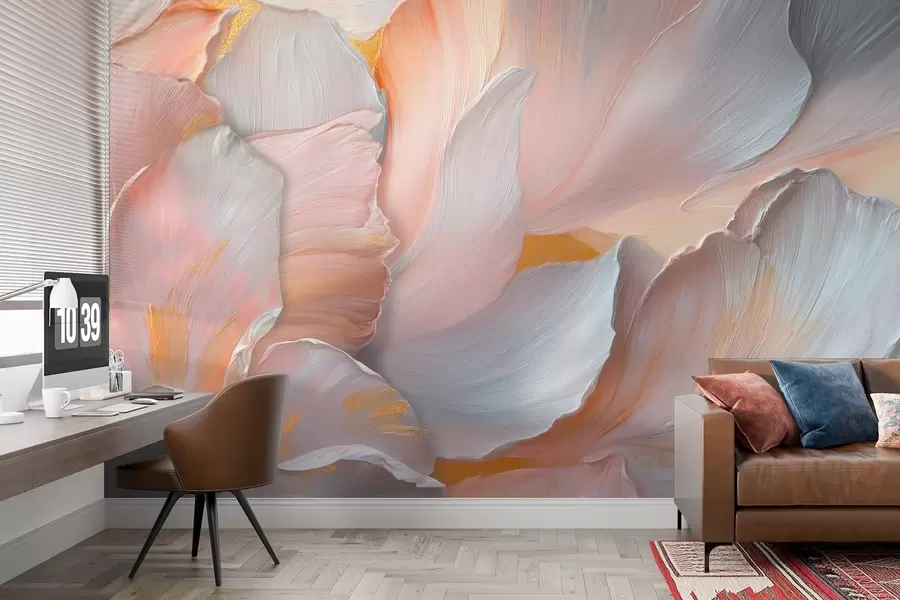 Fotobehang Volumineuze bloemblaadjes in delicate tinten w08634