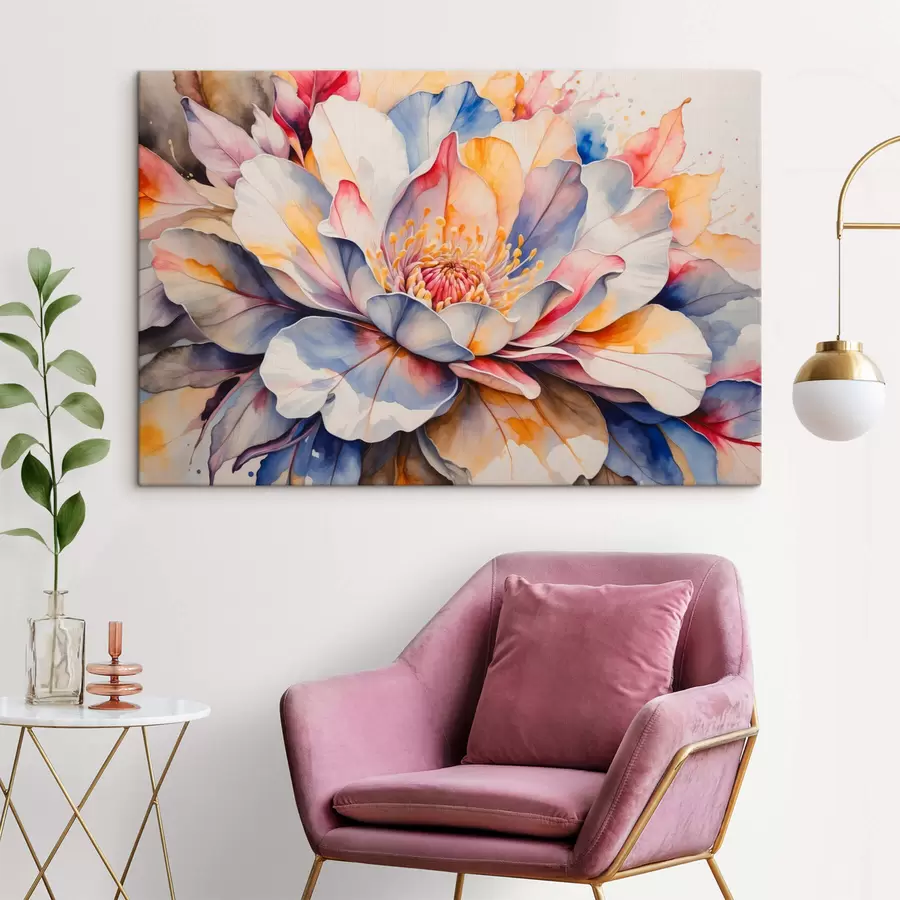  Peintures Fleur multicolore avec imitation d'aquarelle s42706