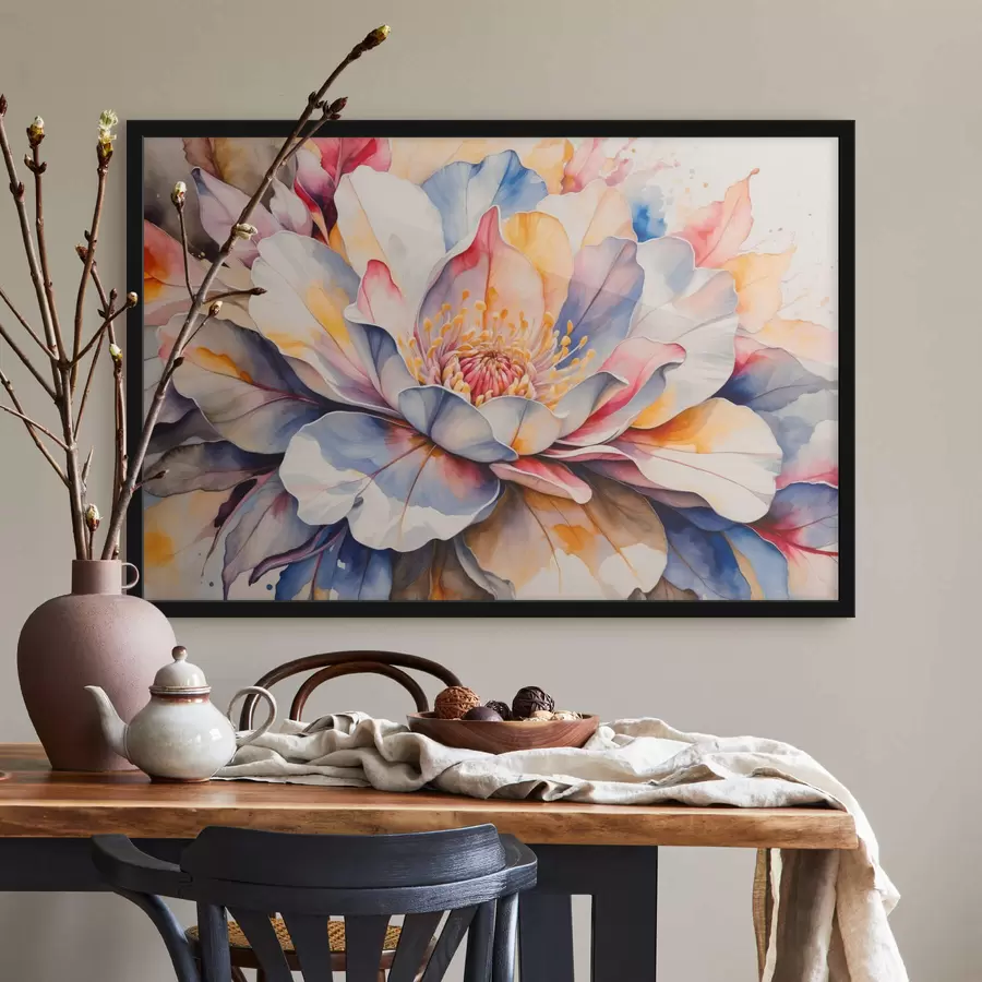 Papier peint photo Fleur multicolore avec imitation d'aquarelle f42706