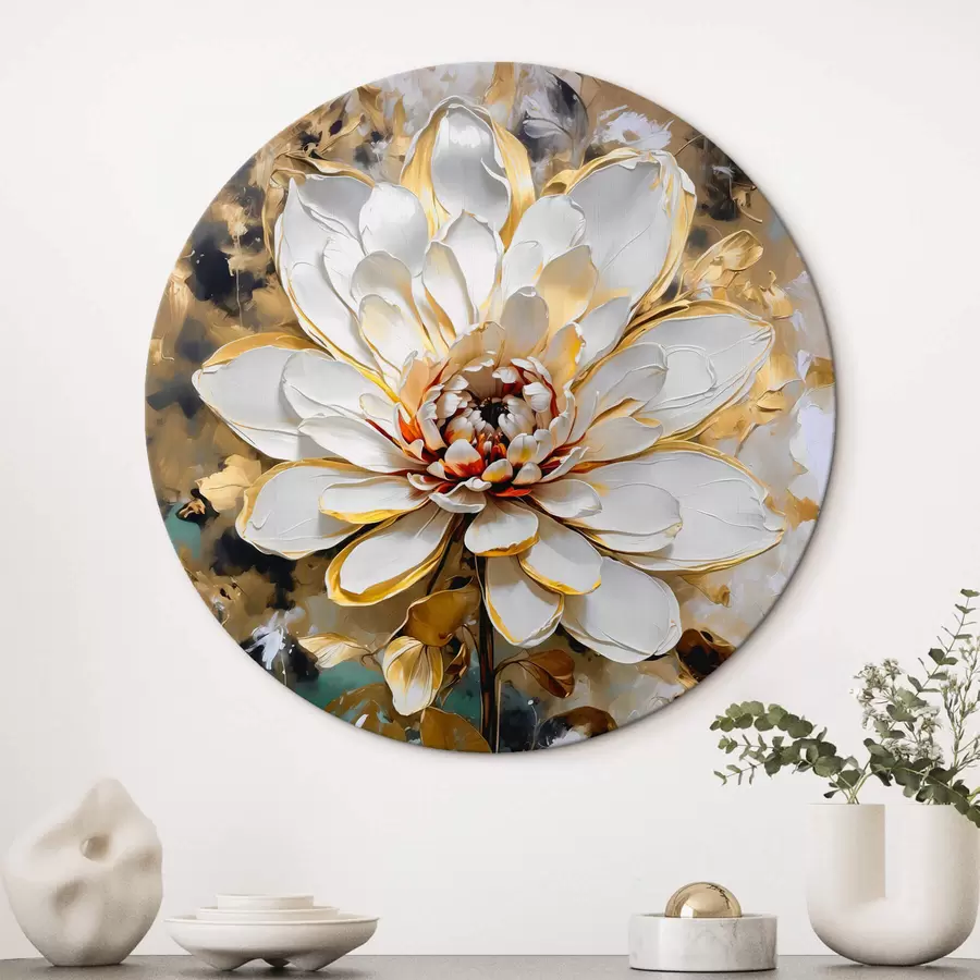  Schilderijen Abstracte bloem met imitatie verfspetters op de achtergrond r42707