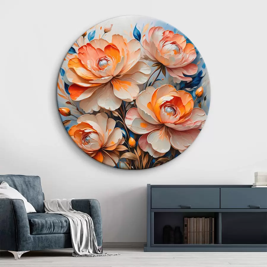  Peintures Fleurs sur fond bleu r42709