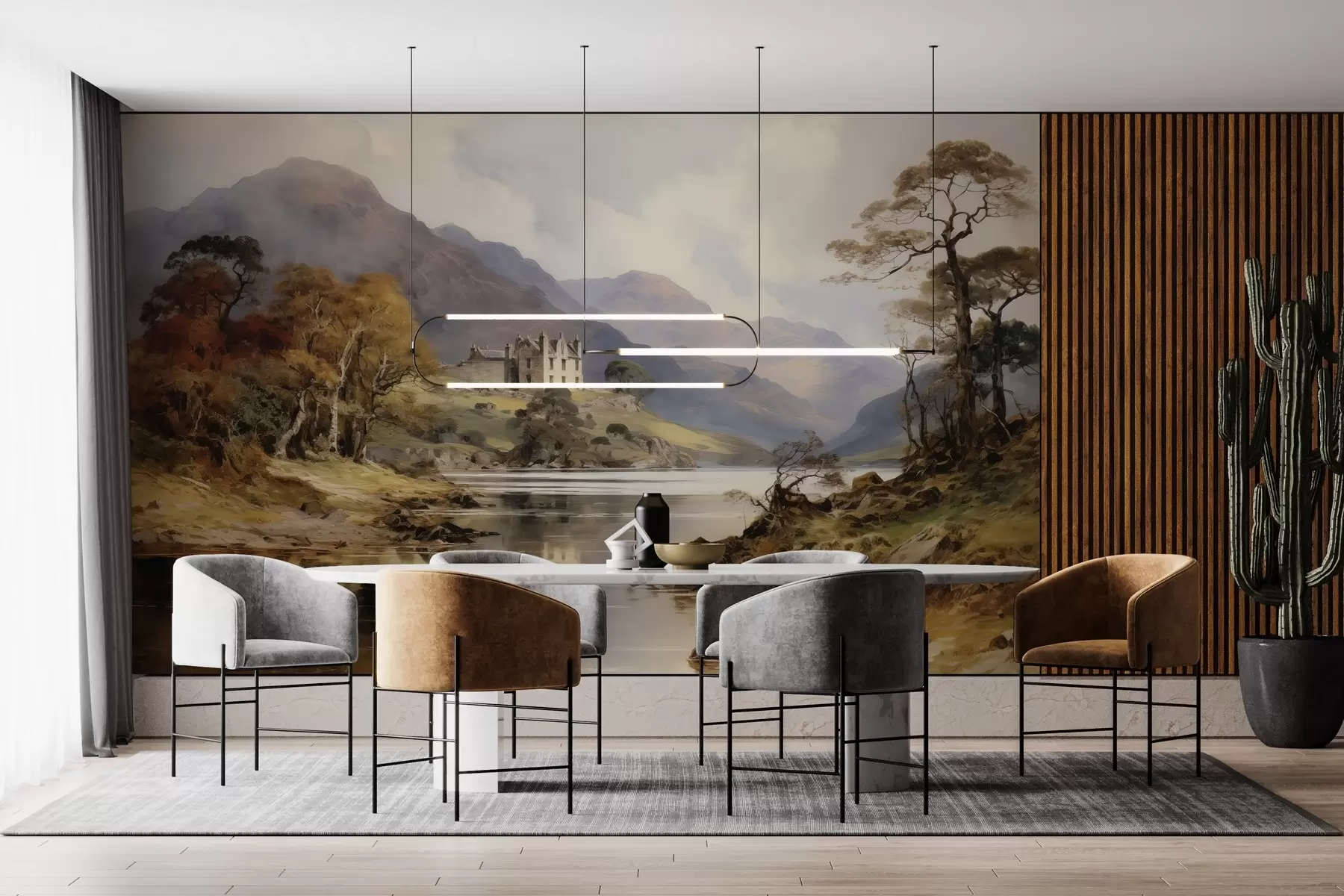 Papier peint photo Vue de montagnes en aquarelle w02975