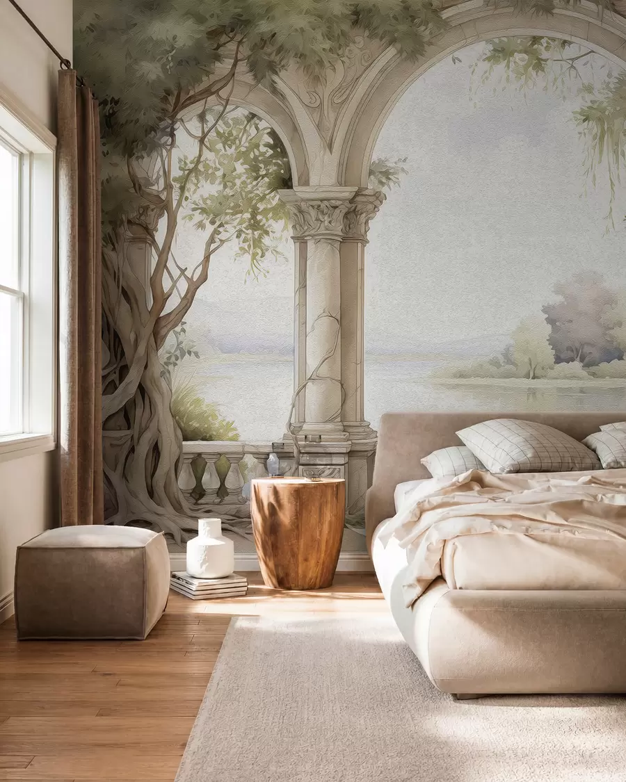 Papier peint photo Dessin à l'huile en forme d'arche w02976