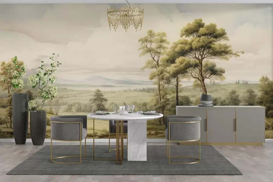 Fotobehang Modern aquarel landschap w02978