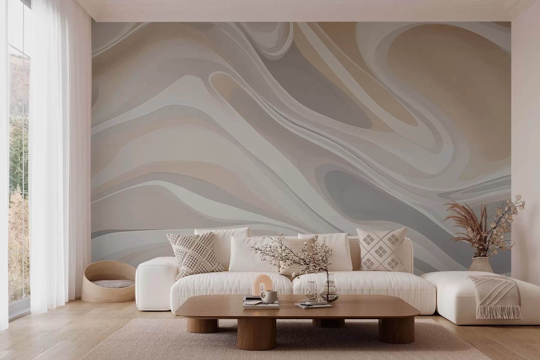 Fotobehang Abstract patroon met golvende lijnen w02902