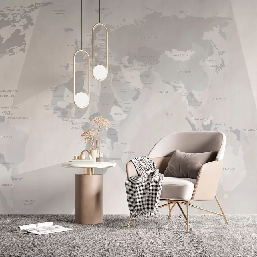 Papier peint photo Carte du monde et géométrie w03006