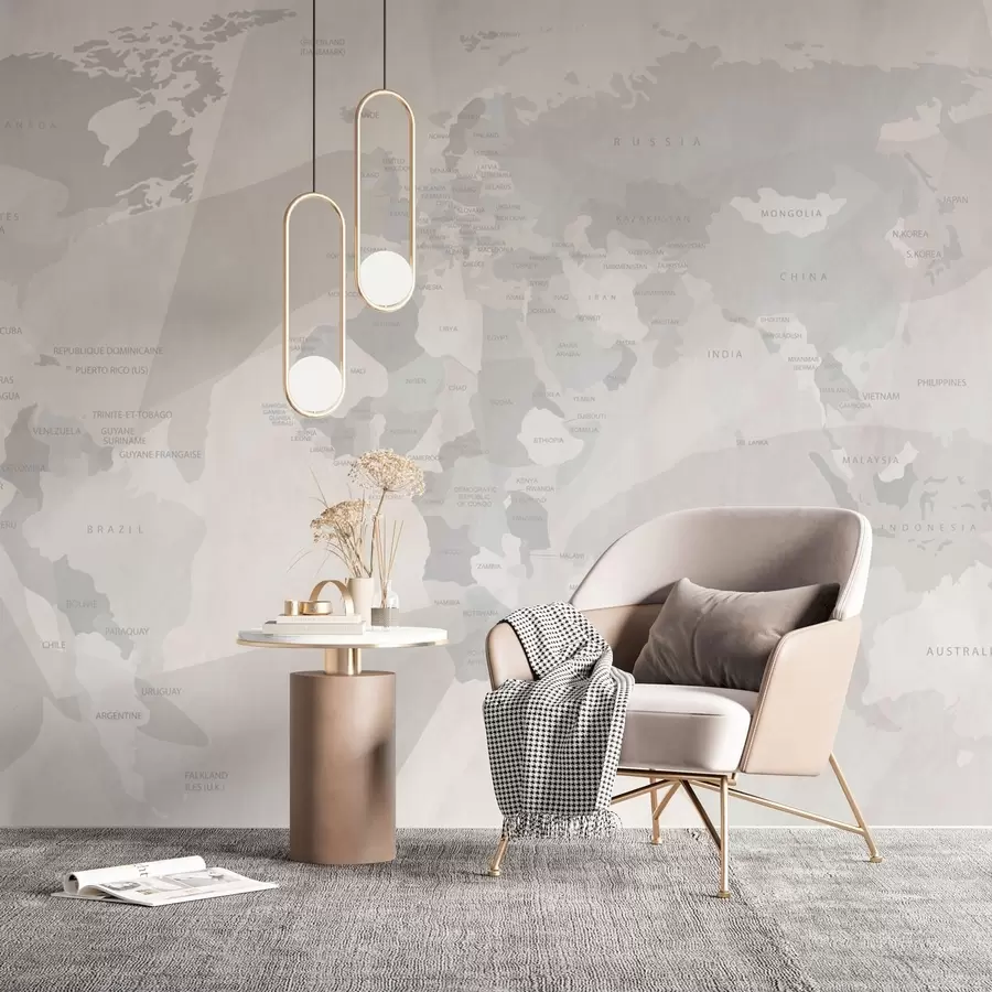 Papier peint photo Carte du monde et géométrie w03007