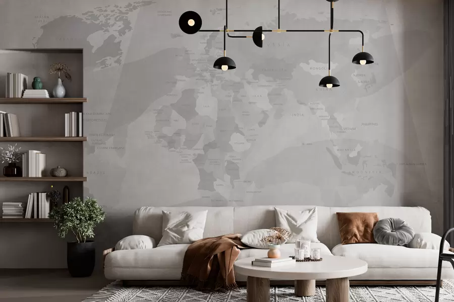 Fotobehang Wereldkaart geometrie walvissen w03007v1