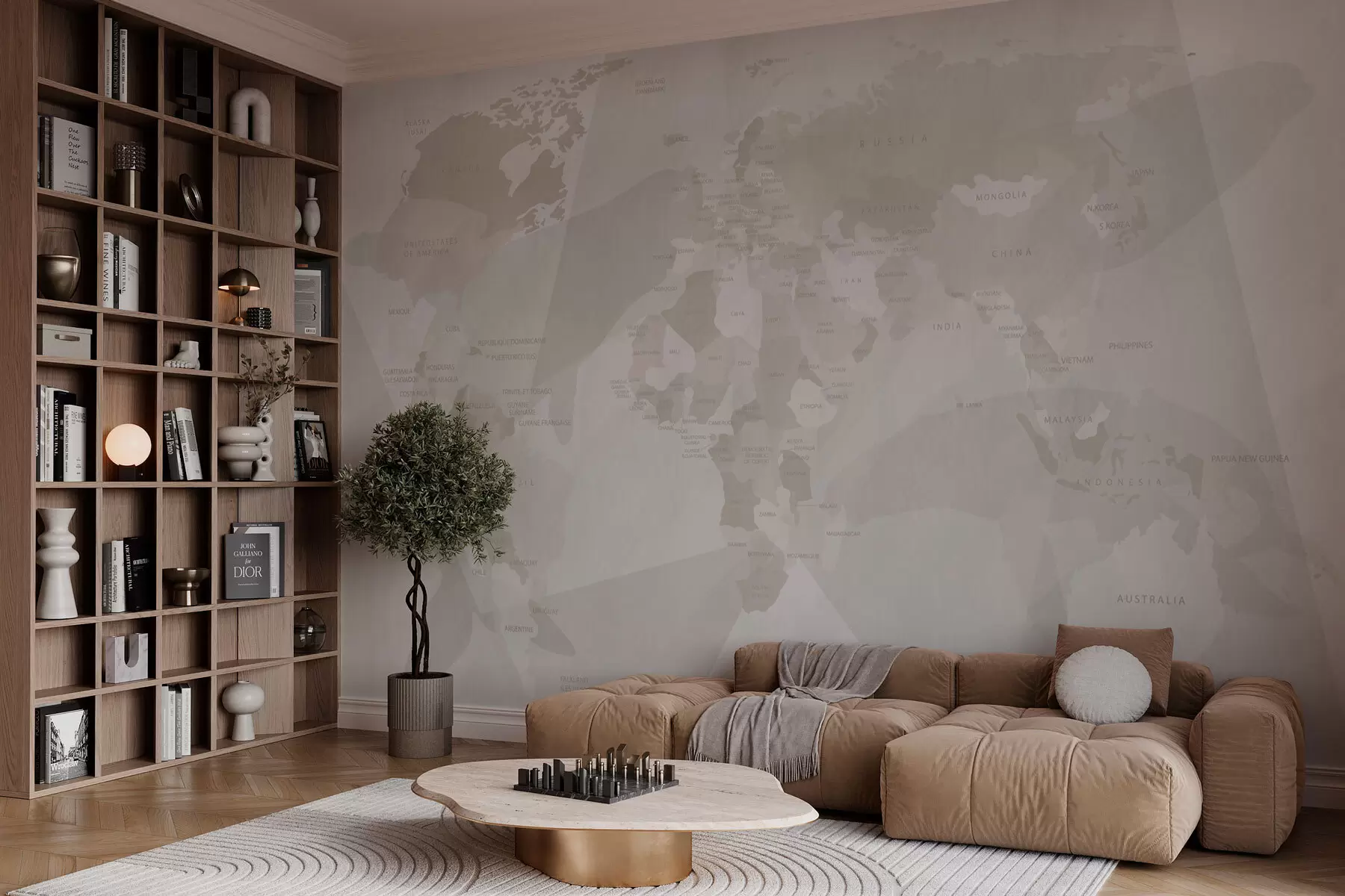 Fotobehang Wereldkaart geometrie walvissen w03007v3