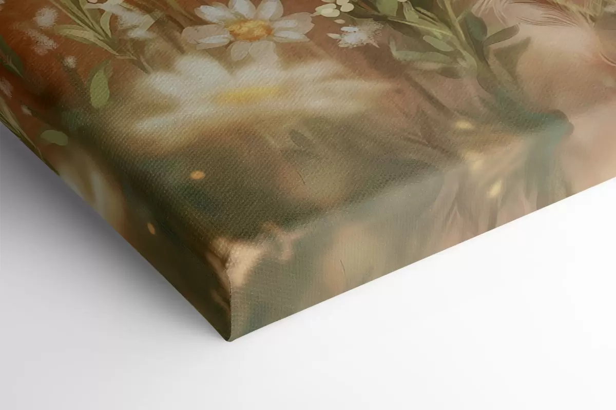  Schilderijen Schattig hertje in de wei met madeliefjesbloemen, olieverf tekening s42780