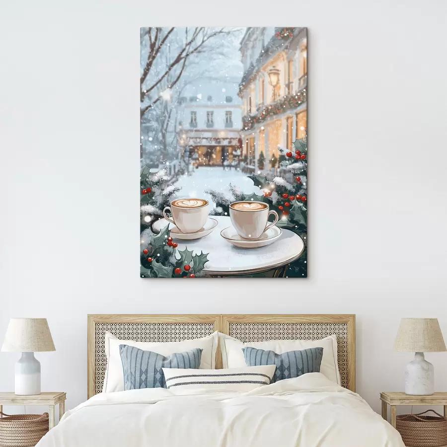  Peintures Tasses de café dans un café confortable, esthétique hivernale, style boho s42797