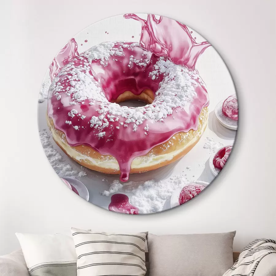  Schilderijen Realistische donut met bessen en roze glazuur r42790