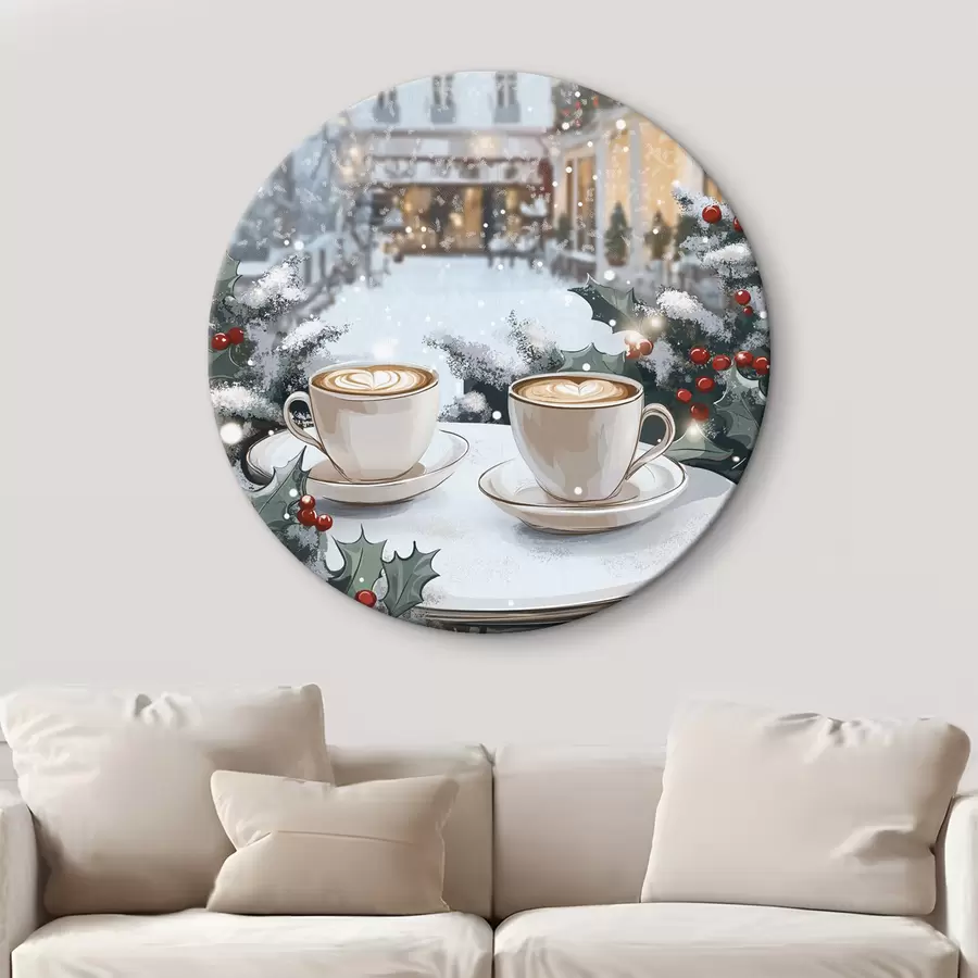  Schilderijen Kopjes koffie in het gezellige café, winterse esthetiek, boho-stijl r42797