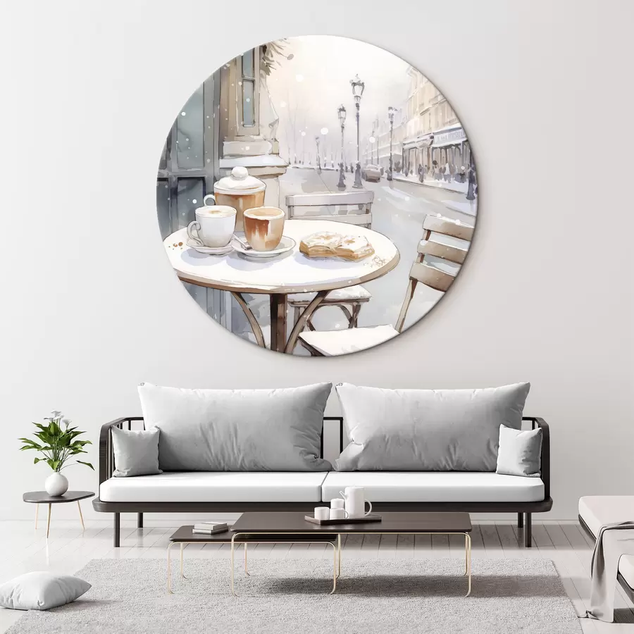  Peintures Café de rue esthétique, France, boulangerie fraîche, dessin à l'aquarelle r42798