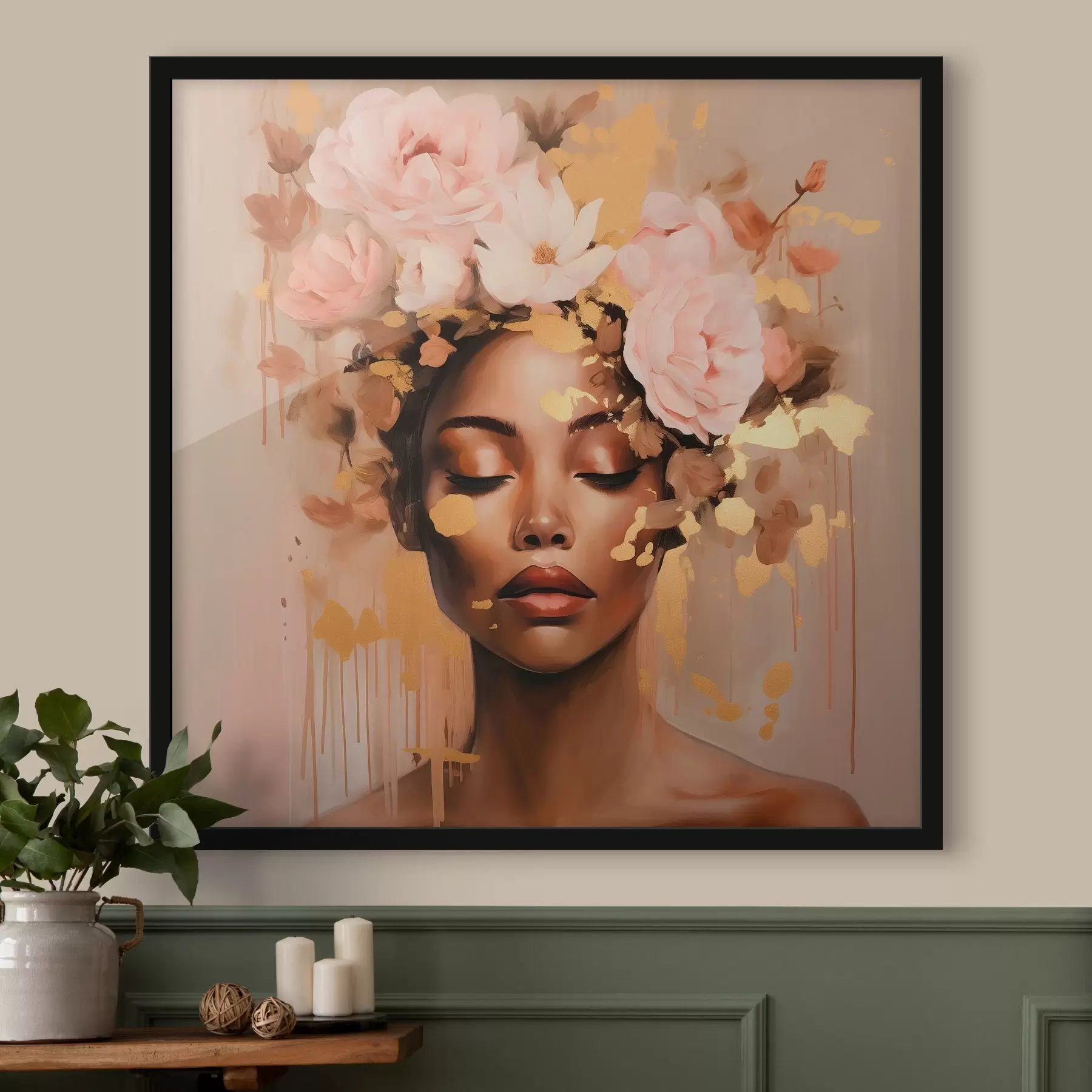 Fotobehang Meisje met bloemenkroon f42814