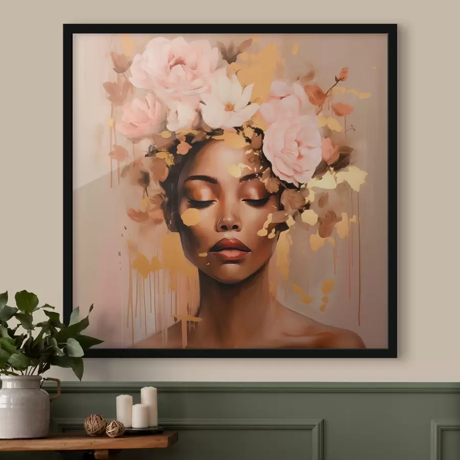 Papier peint photo Fille avec couronne de fleurs f42814