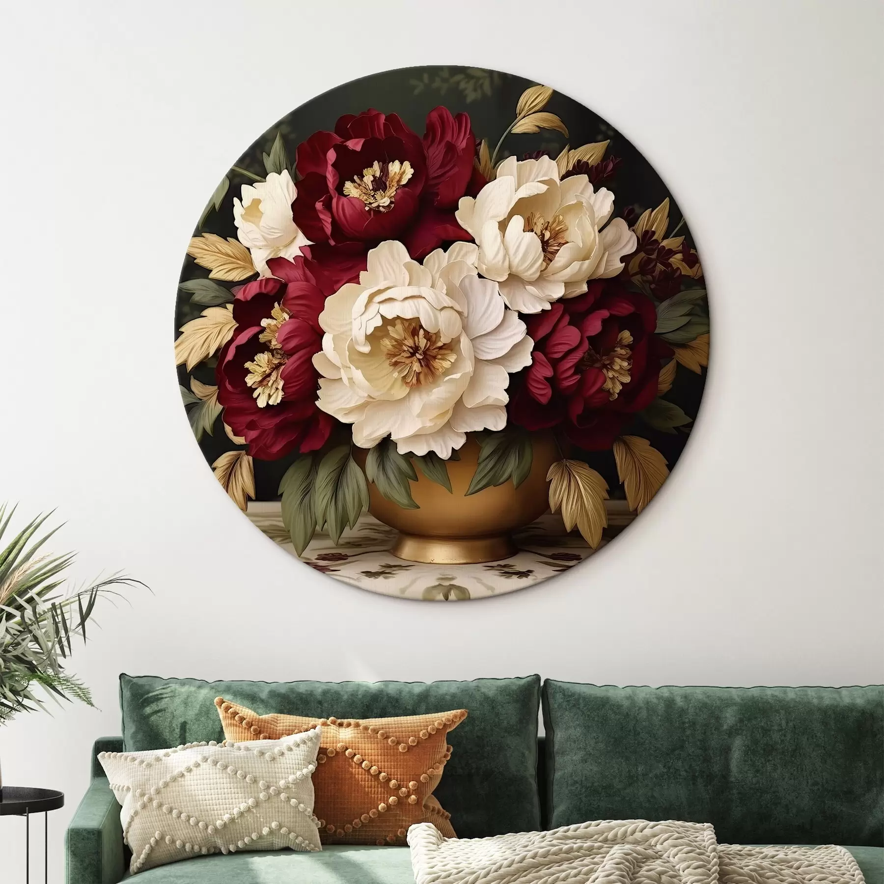  Schilderijen Rode en witte pioenrozen in een vaas r42820