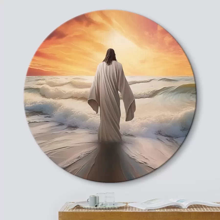  Schilderijen Man bij het water op de achtergrond van zonsondergang r42824